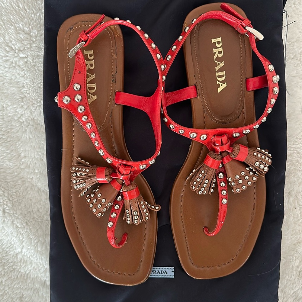 Prada thong tassel sandals